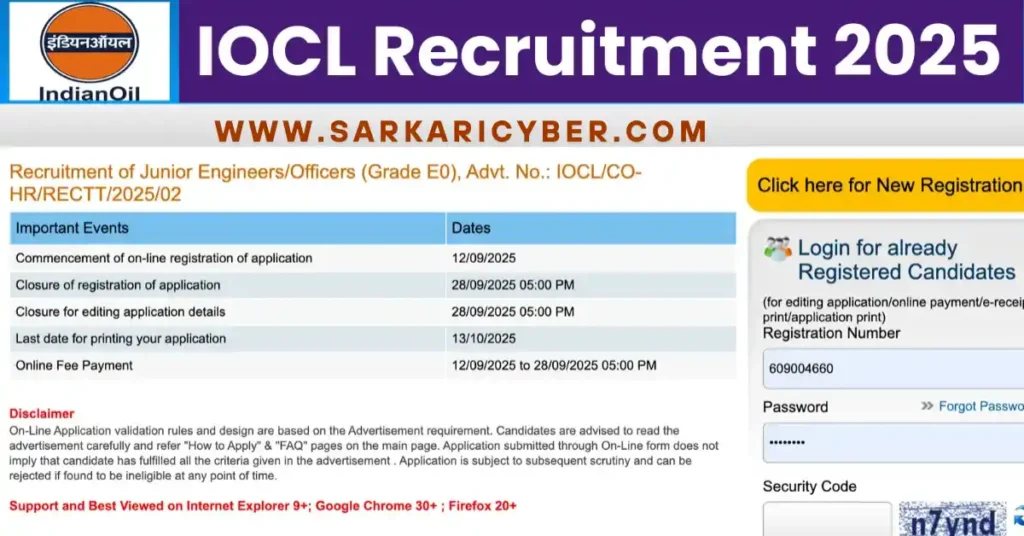 IOCL Junior Engineer Recruitment 2025