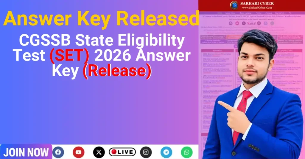 CGSSB State Eligibility Test (SET) 2026 Answer Key (Release)