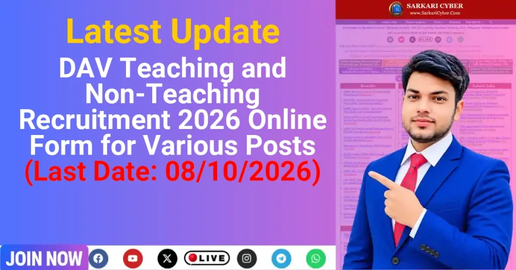 DAV Teaching and Non-Teaching Recruitment 2026 Online Form for Various Posts (Last Date: 08/10/2026)