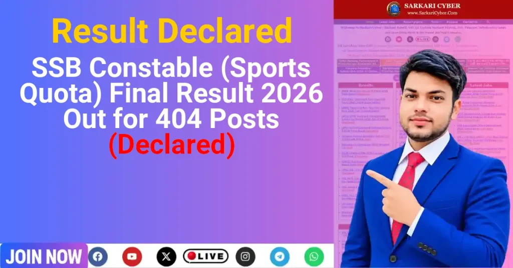 SSB Constable (Sports Quota) Final Result 2026 Out for 404 Posts (Declared)