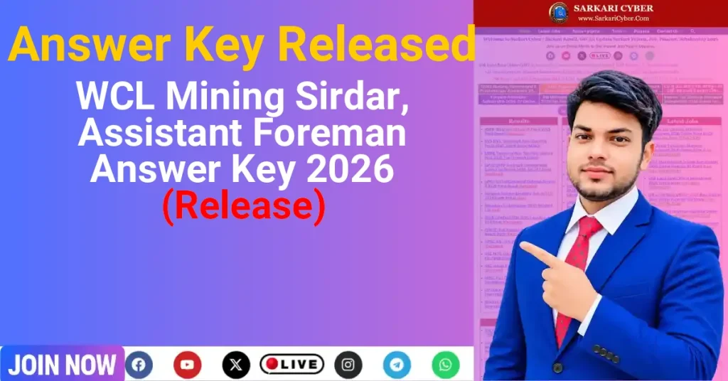 WCL Mining Sirdar, Assistant Foreman Answer Key 2026 (Release)